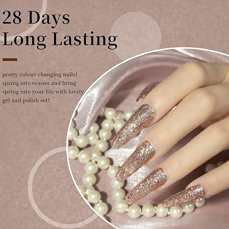 Summer Nail Colors 2025: Pink Glitter Gel Polish