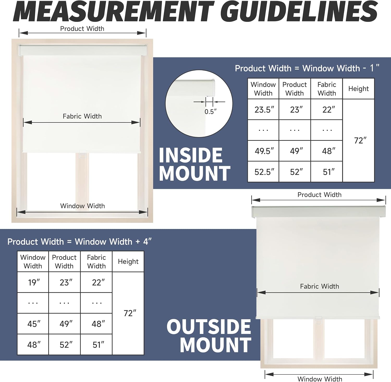 ColourTree Cordless Blackout Roller Shades,Free‑Stop Blinds for Window