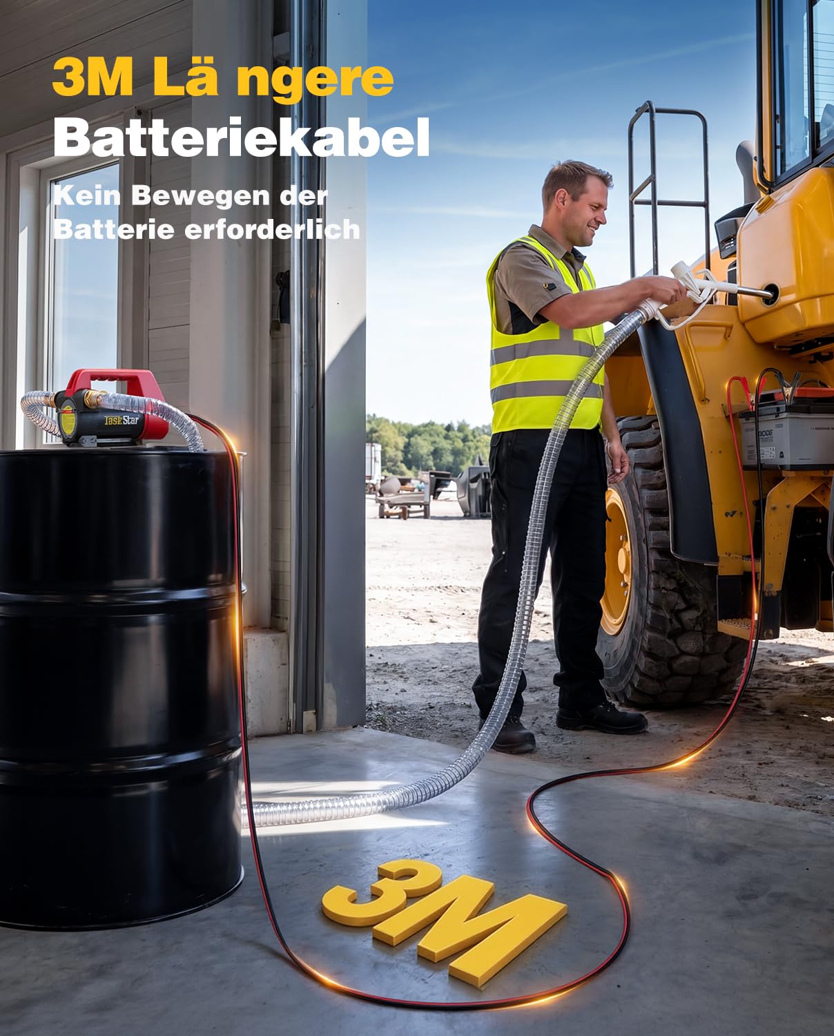 TaskStar Elektrische Dieselpumpe 12V: 50 L/min Tragbare Kraftstoffpumpe mit Zapfpistole, Filter & Schläuchen für Diesel, Biodiesel, Kerosin, Heizöl – Heizölpumpe Für Haus, Bauernhof & Baustelle
