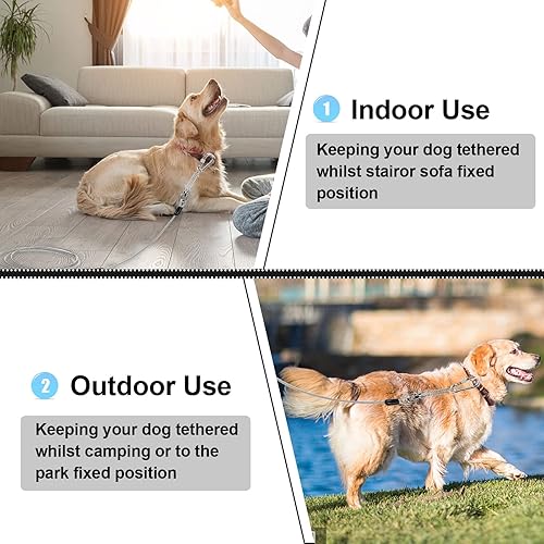 Miniatura 6 de jenico Cable de amarre para perro, 10152030405070100150 pies con gancho giratorio y resorte de choque, correa para perro para patio al aire libre y