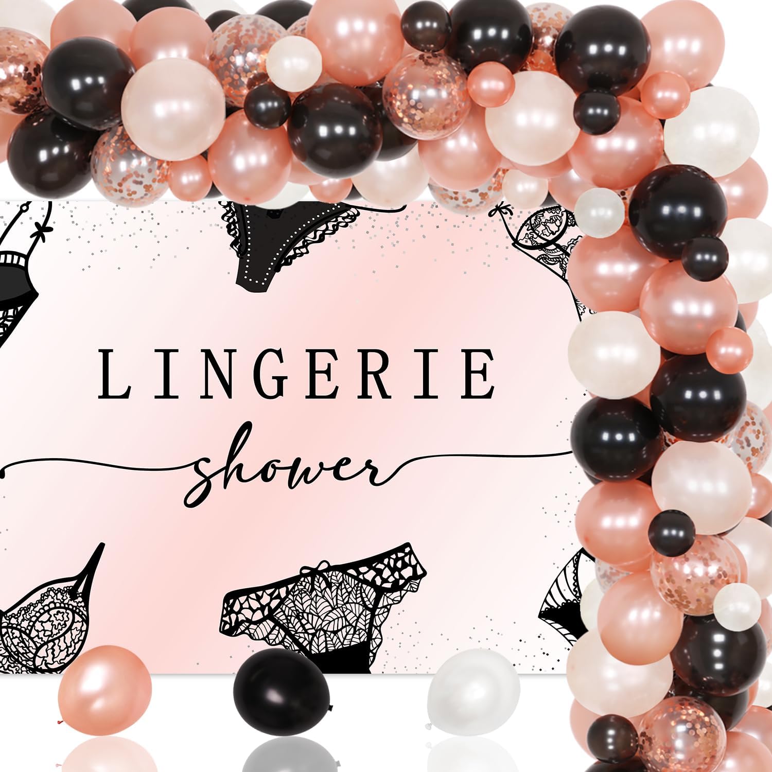 Lingerie Shower Bachelorette Decorations Rose Gold Black