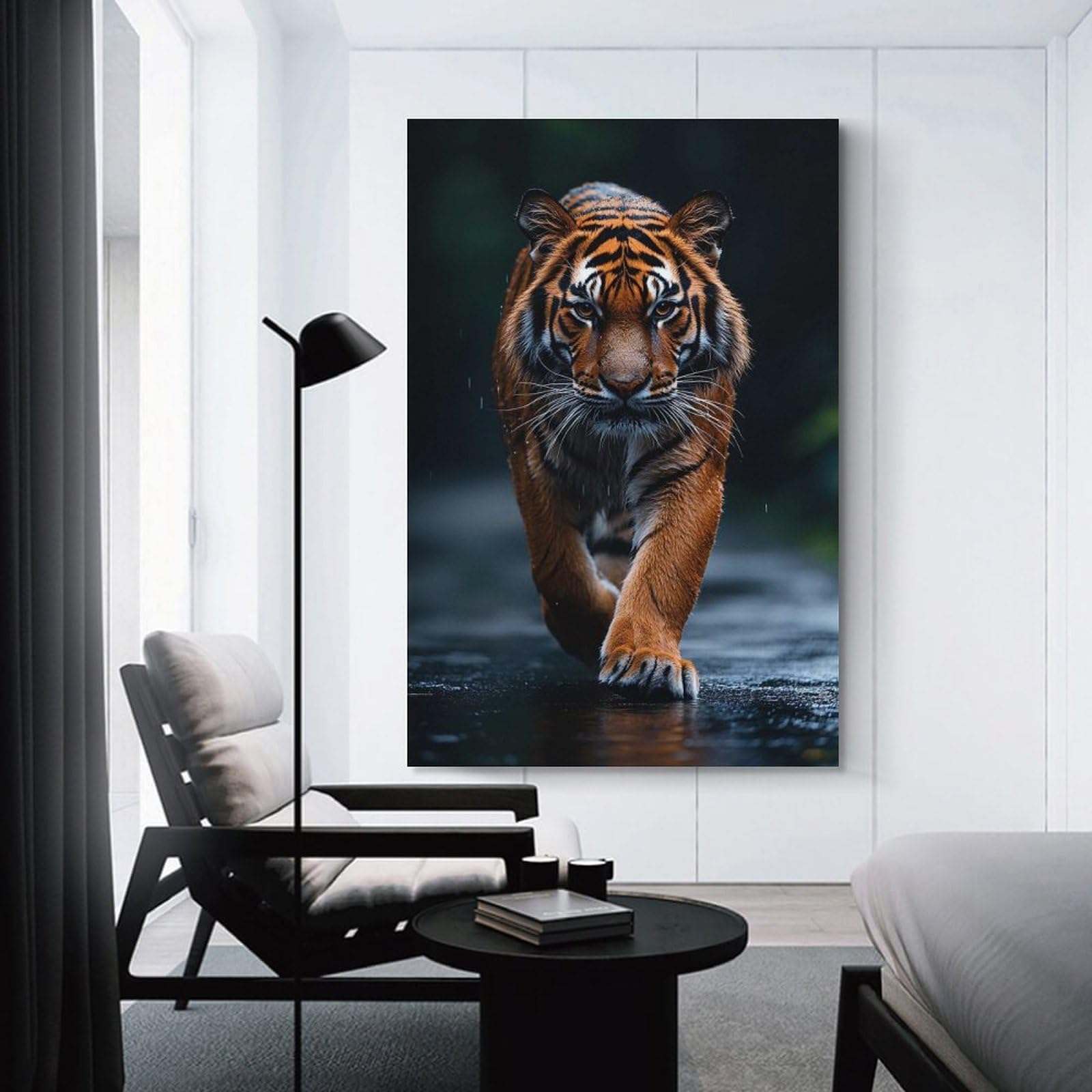 Junmoney Wall Art Print Majestic Tiger Walking Forward, 20x30inch(50x75cm), for Bedrooms, Workspaces And Everyday Interiors, Stylish Home Artwork for Focal Walls