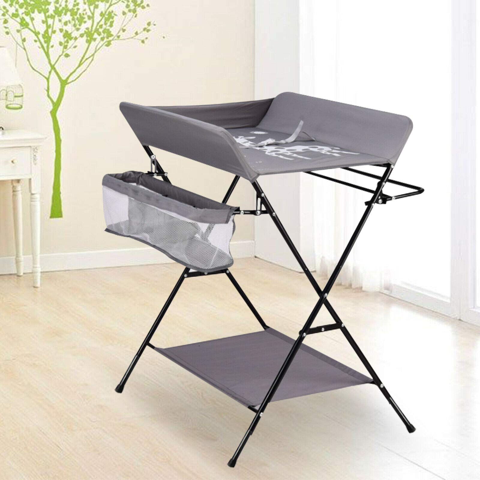 Fasciatoio pieghevole, pieghevole, pieghevole, salvaspazio e portatile, con 3 ripiani, portata fino a 25 kg