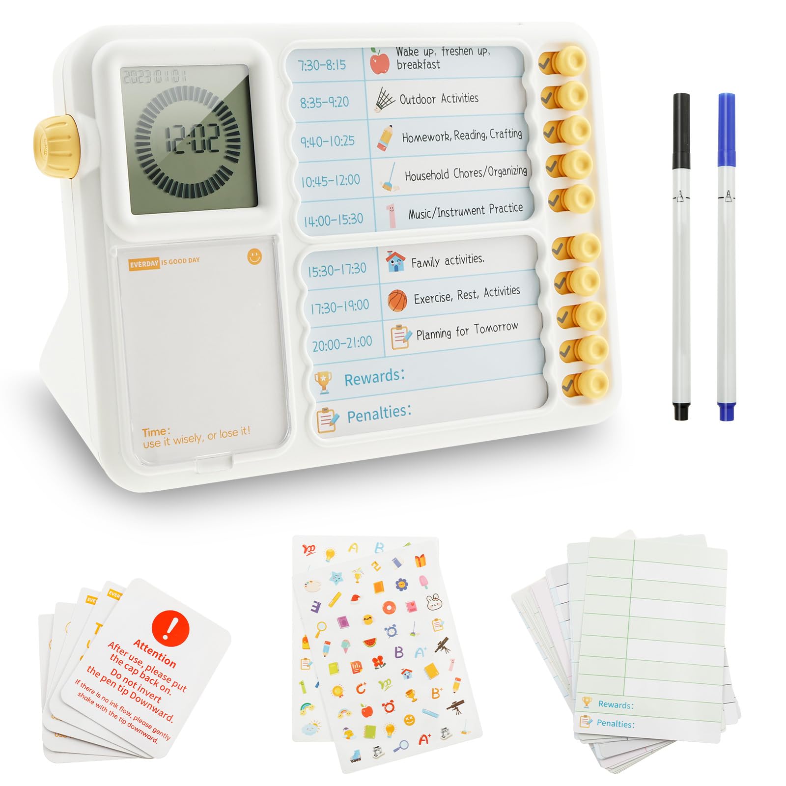YUNYOUC Visual Timer for Kids, Task Timer with Customizable to-do List Planner Board, Task Organizer for Kids Daily Routines Schedule Chores Study