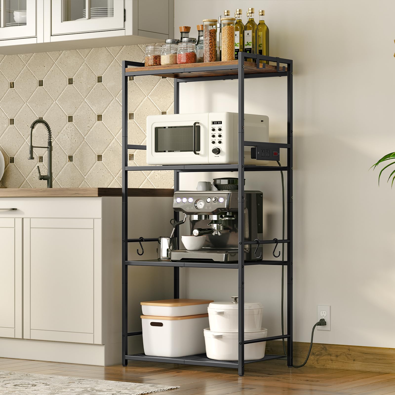MAHANCRIS Bakers Rack with Power Outlet