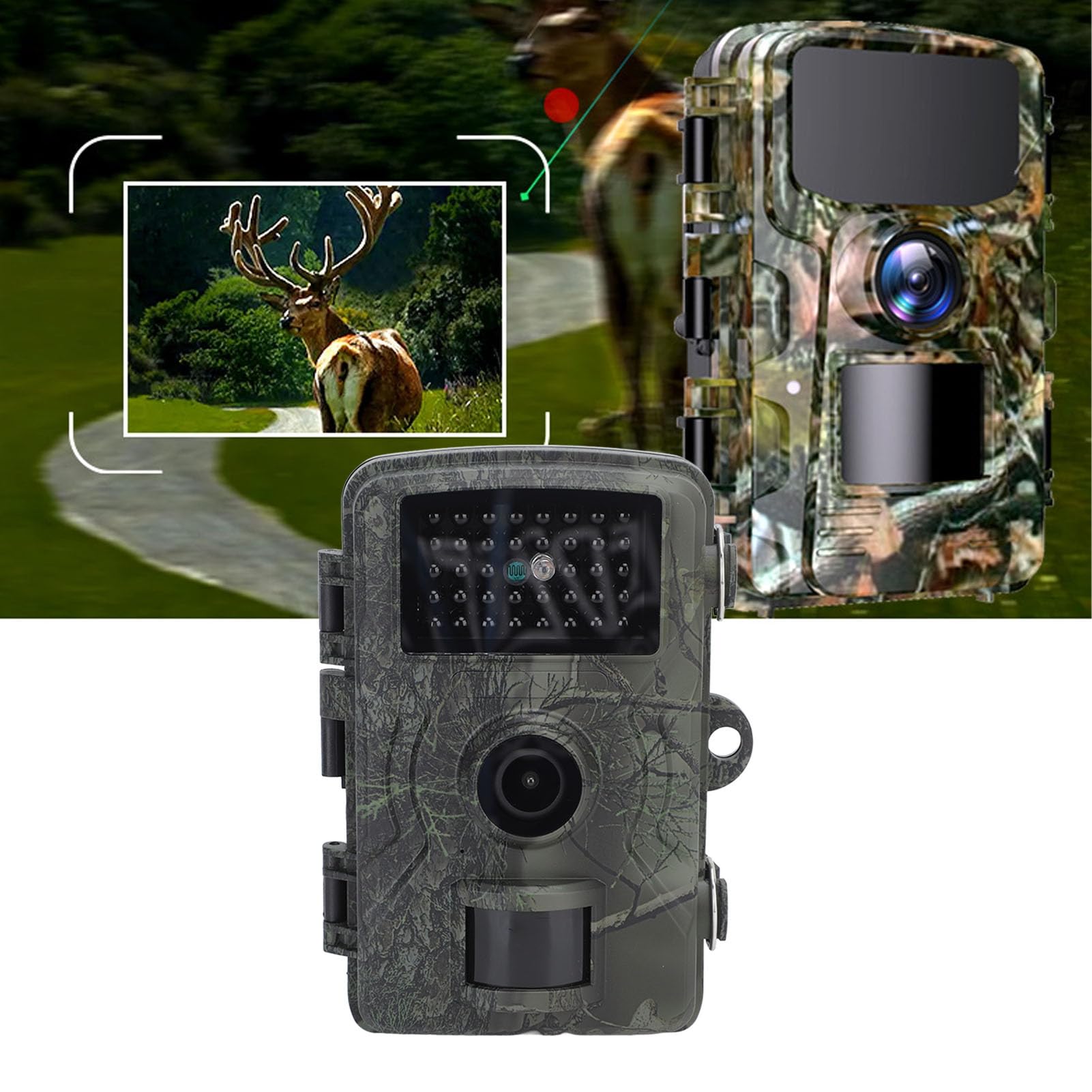 Jectse Cámara de Rasteo, Cámara de Caza 1080p HD 16MP con -Disparador 0.7S Activada por Movimento, Visonn Nocturna por Movimiento PIR, Resistente Al Agua IP66, Lente de Ángulo de 60