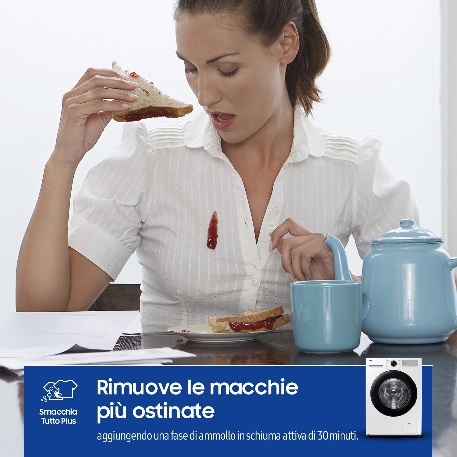 Samsung Lavatrice Crystal Clean WW80CGC04DAHET, Libera installazione, 8 Kg, 1400 RPM, Wifi, Ecobubble, Vapore Igienizzante, Carica Frontale, 60l x 85h x 60p cm