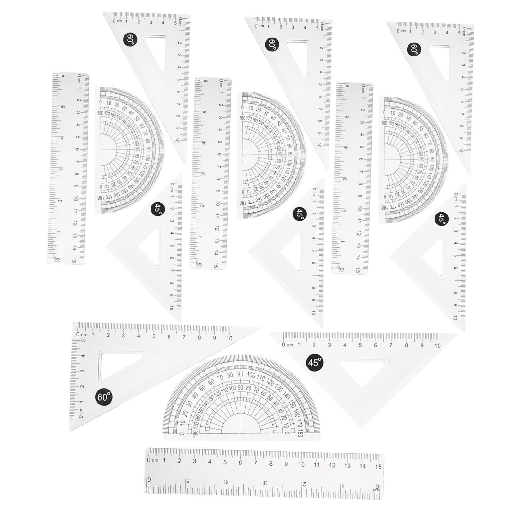 20sets Righelli Trasparenti Plastica Per Disegno Strumenti Di Misurazione Per Architetti Studenti e Designer Di Geometria Scala Nera