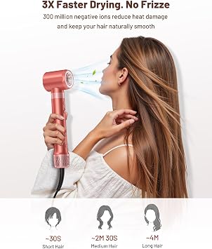 HITTIONA 5-in-1 Airstyler & Round Brush Hairdryer 110000 rpm Ion Hair Dryer with Auto Curling Iron No Heat Damage Quick Drying & Volume Professional Hair Styler for All Hair Types Includes Travel Bag