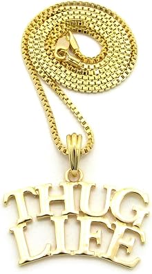 Fashion 21 Gold Tone Plain Thug Life Pendant 24" Various Chain Necklace