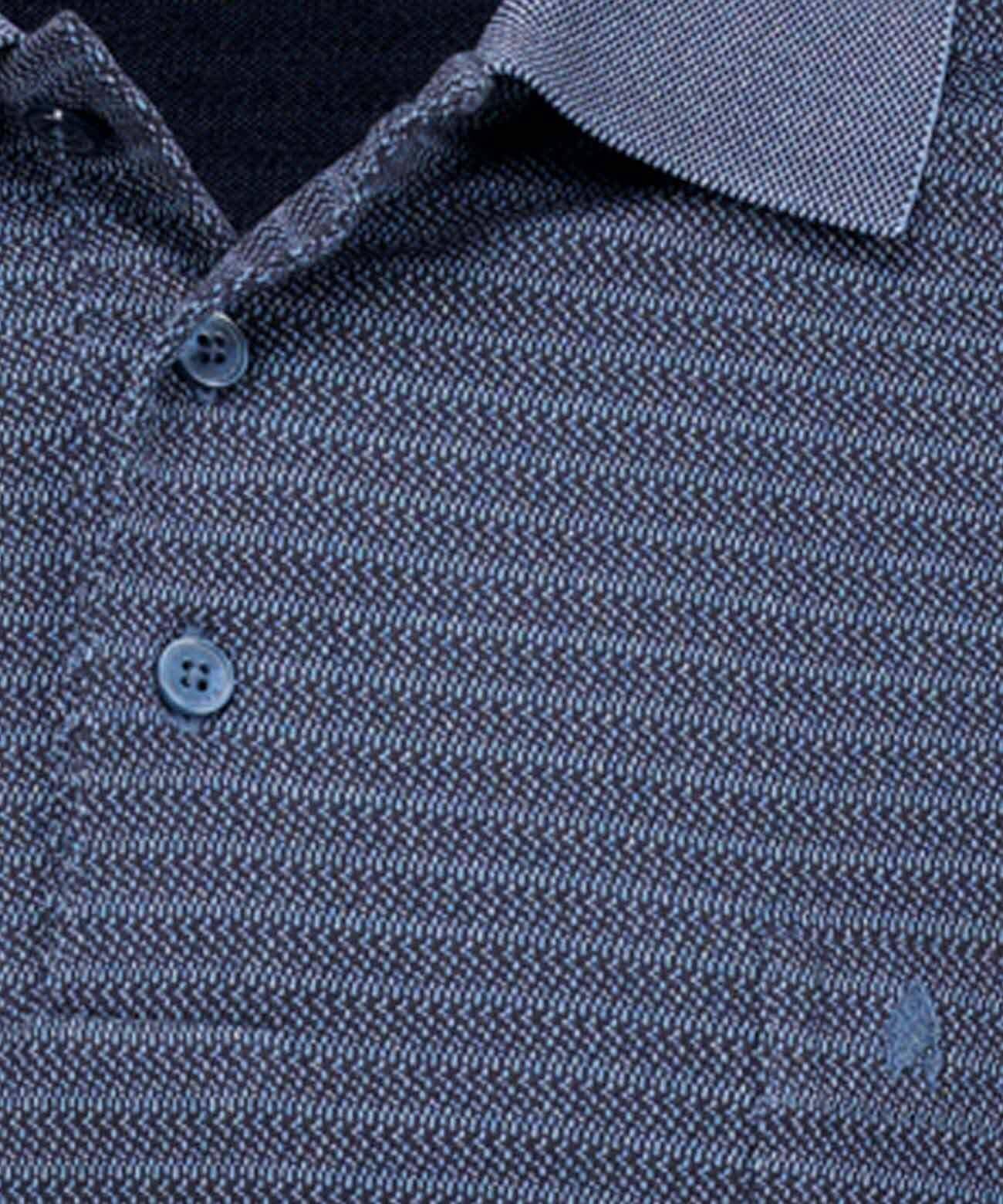 Ragman Herren Softknit-Polo Jacquard Langarm mit Brusttasche Marine-070 XL