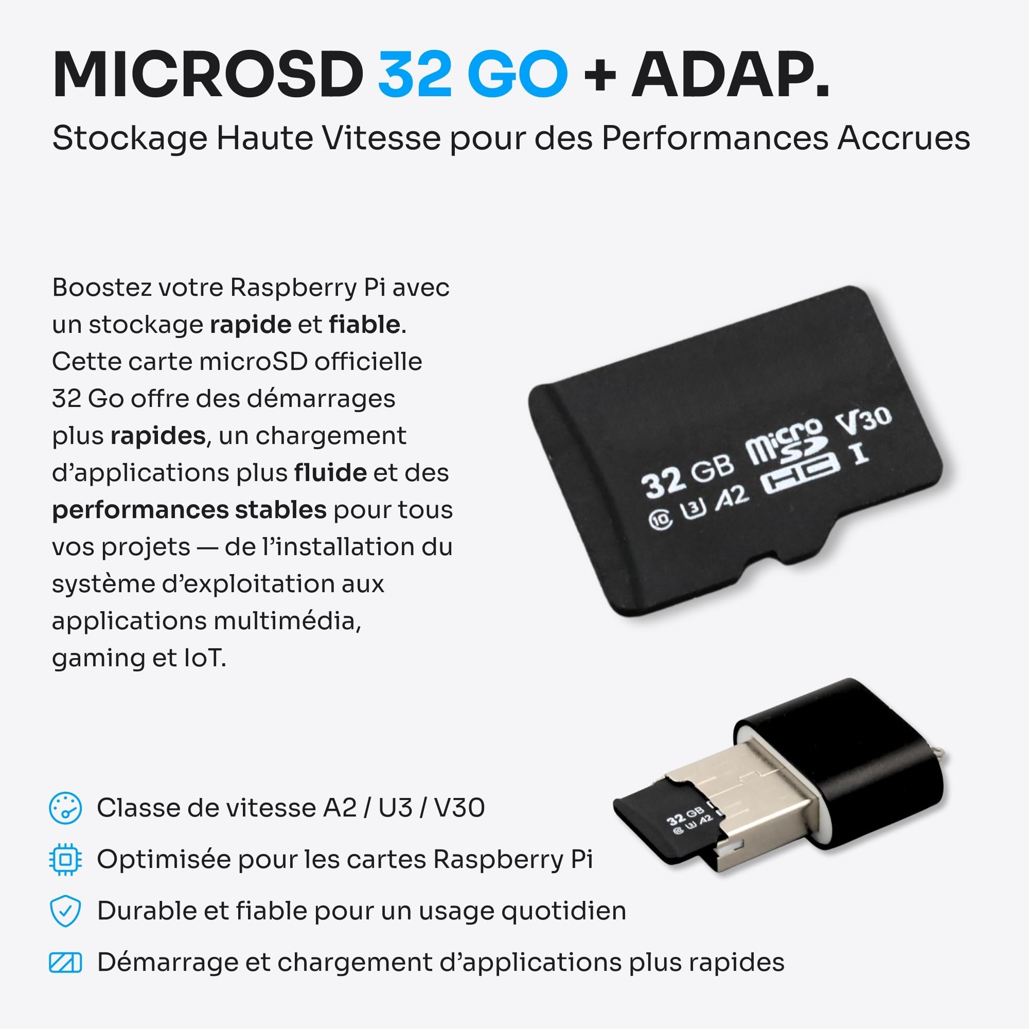 Starter Kit pour Raspberry Pi 5 2 Go - Édition Serveur | Carte MicroSD 32 Go | Alimentation 27 W | Active Cooler | Bumper en Silicone