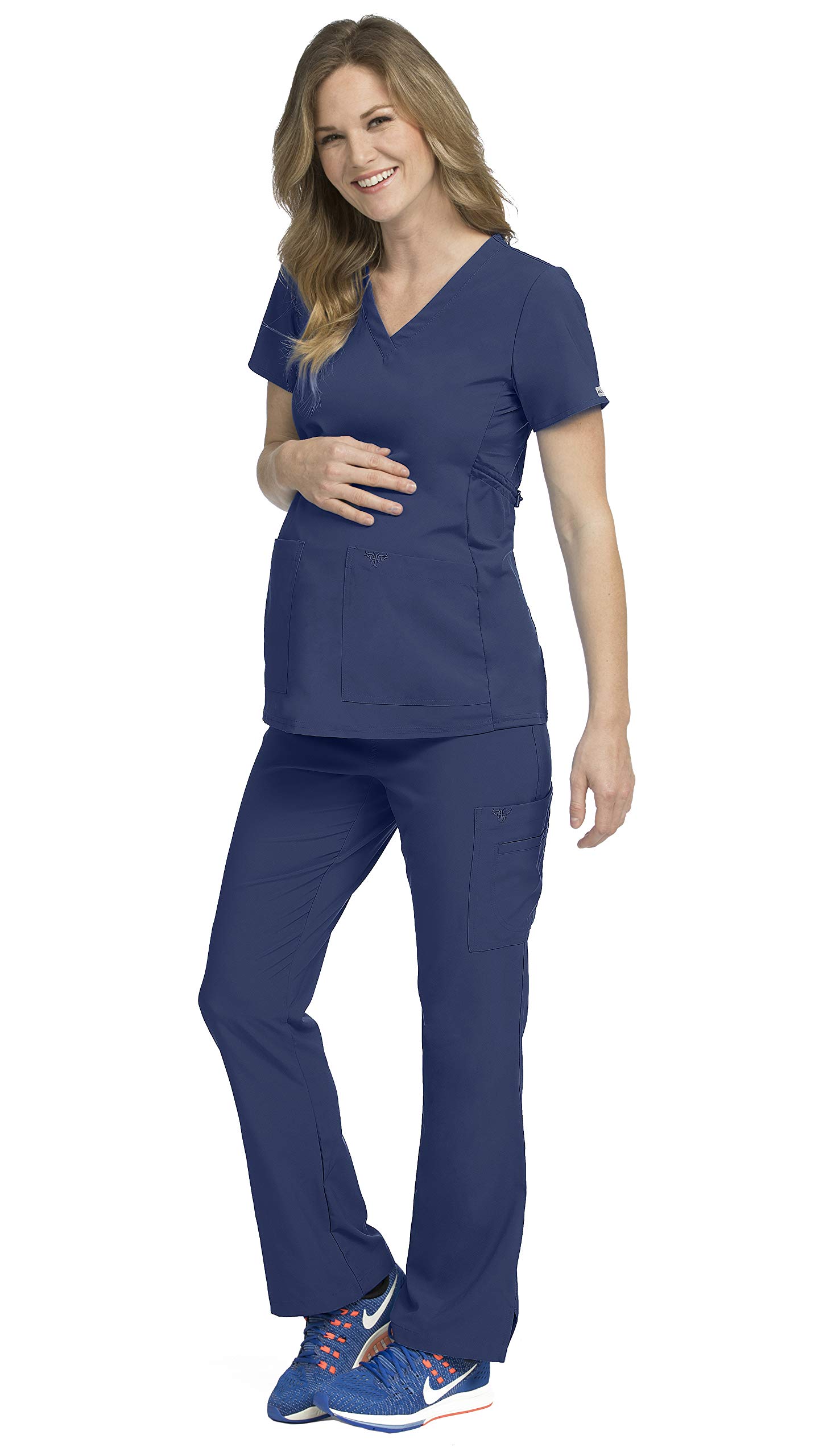 Activate Women's Maternity Medical Uniforms Scrub Set Bundle- 8459 V-Neck Top & 8727 Knit Waist Panel Pants