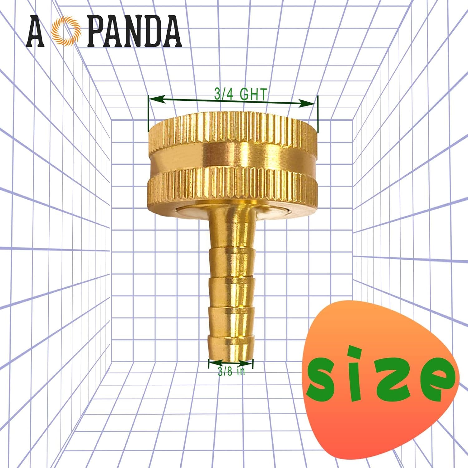 AOPANDA Conector de reparación de extremo de manguera de agua de latón macizo de 3/8 pulgadas x 3/4 pulgadas, incluye abrazaderas y juntas de acero inoxidable (10 unidades)