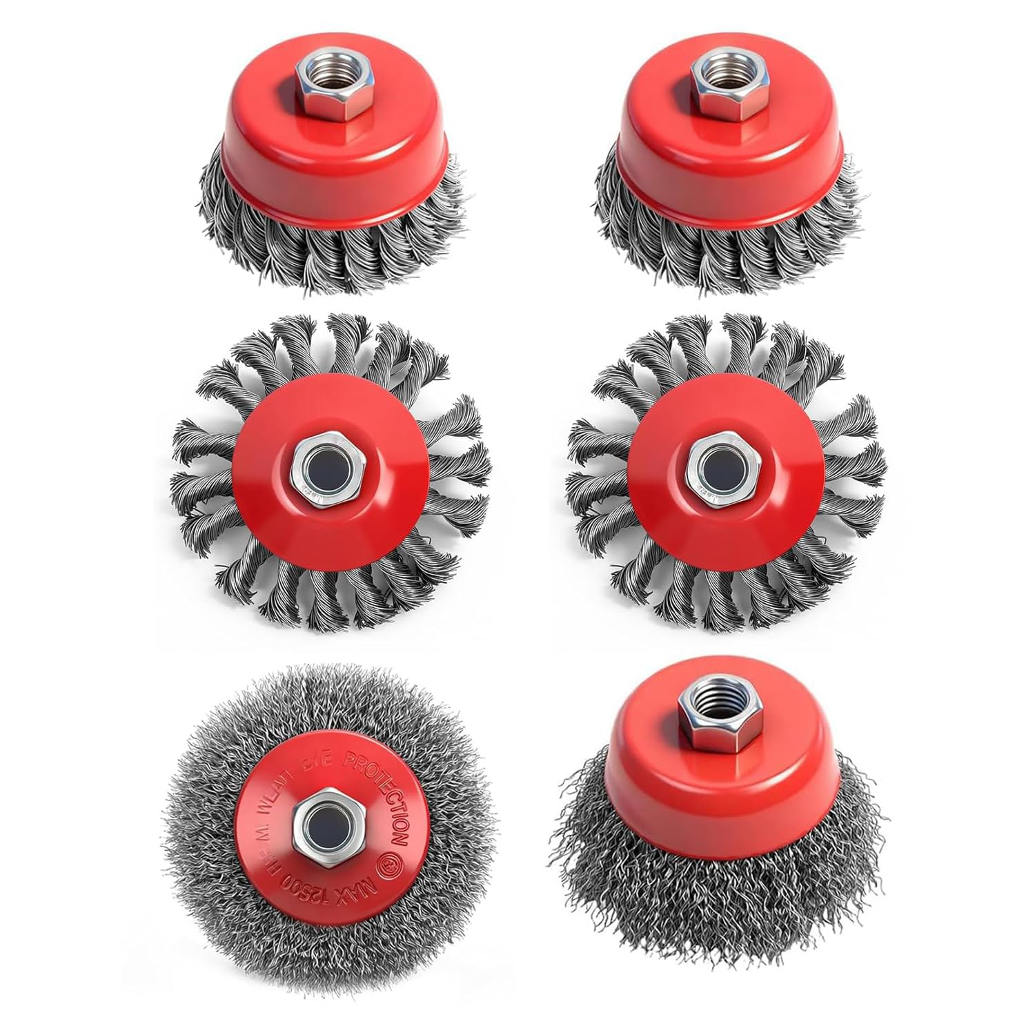6 PCS Wire Brush for Angle Grinder, Crimped Twisted Knotted Cup Wheel Brush with M14 Thread, 75mm and 100mm Carbon Steel Wire Wheel for Cleaning, Rust Removal and Grinding