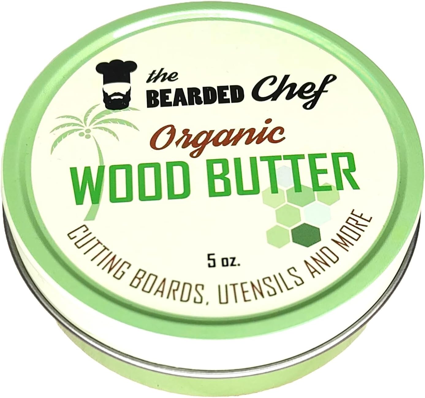Organic Wood Butter 5oz - 100% Organic - Wood Cutting Board Wax Conditioner Cream - Pure Beeswax Coconut Oil - Food Safe Wood Finish