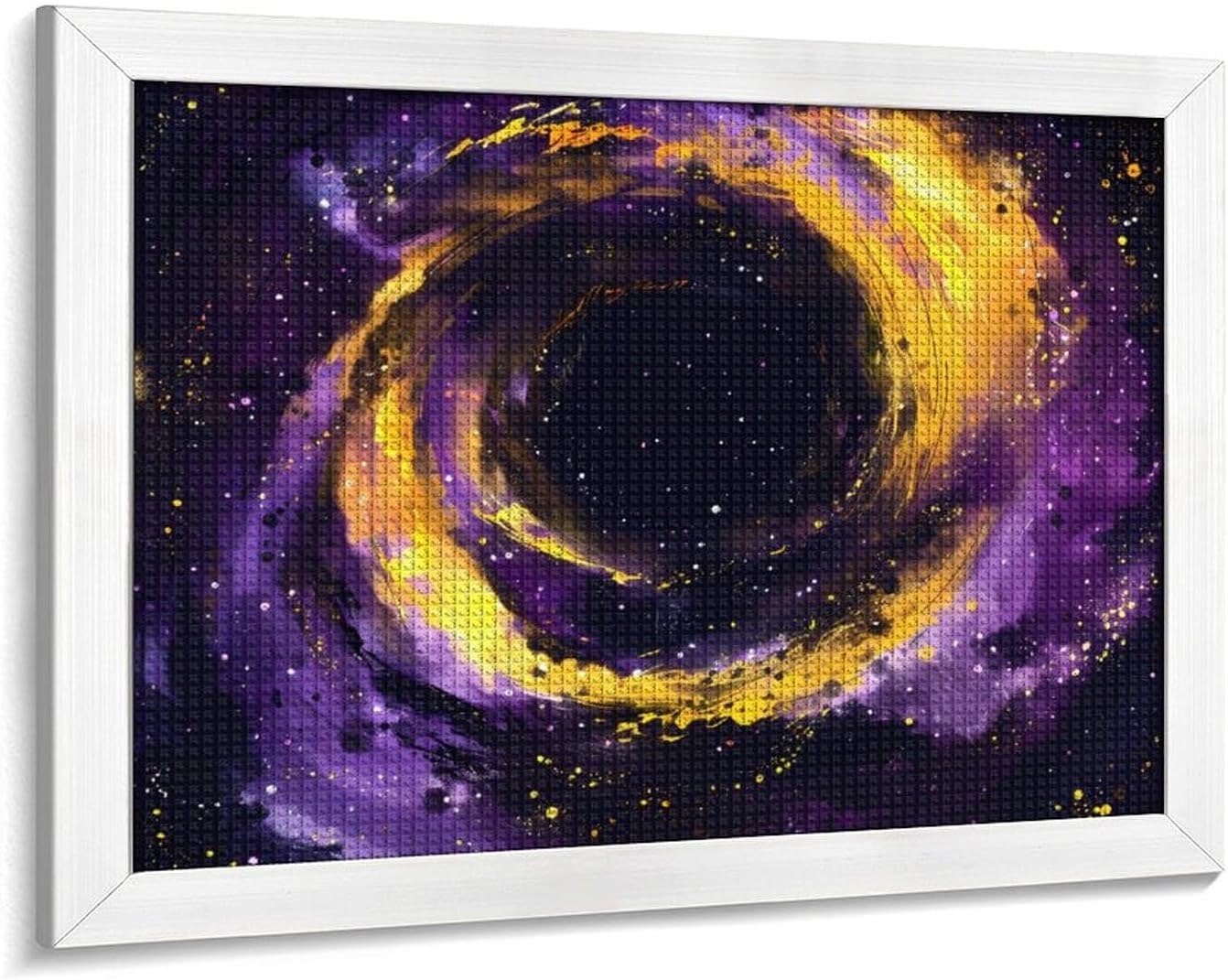 Black Hole in Galaxy Printed Diamond 5D Painting Kits DIY Full Drill Crafts for Home Wall Decor 16x20 Inch White Wood 50 * 40cm