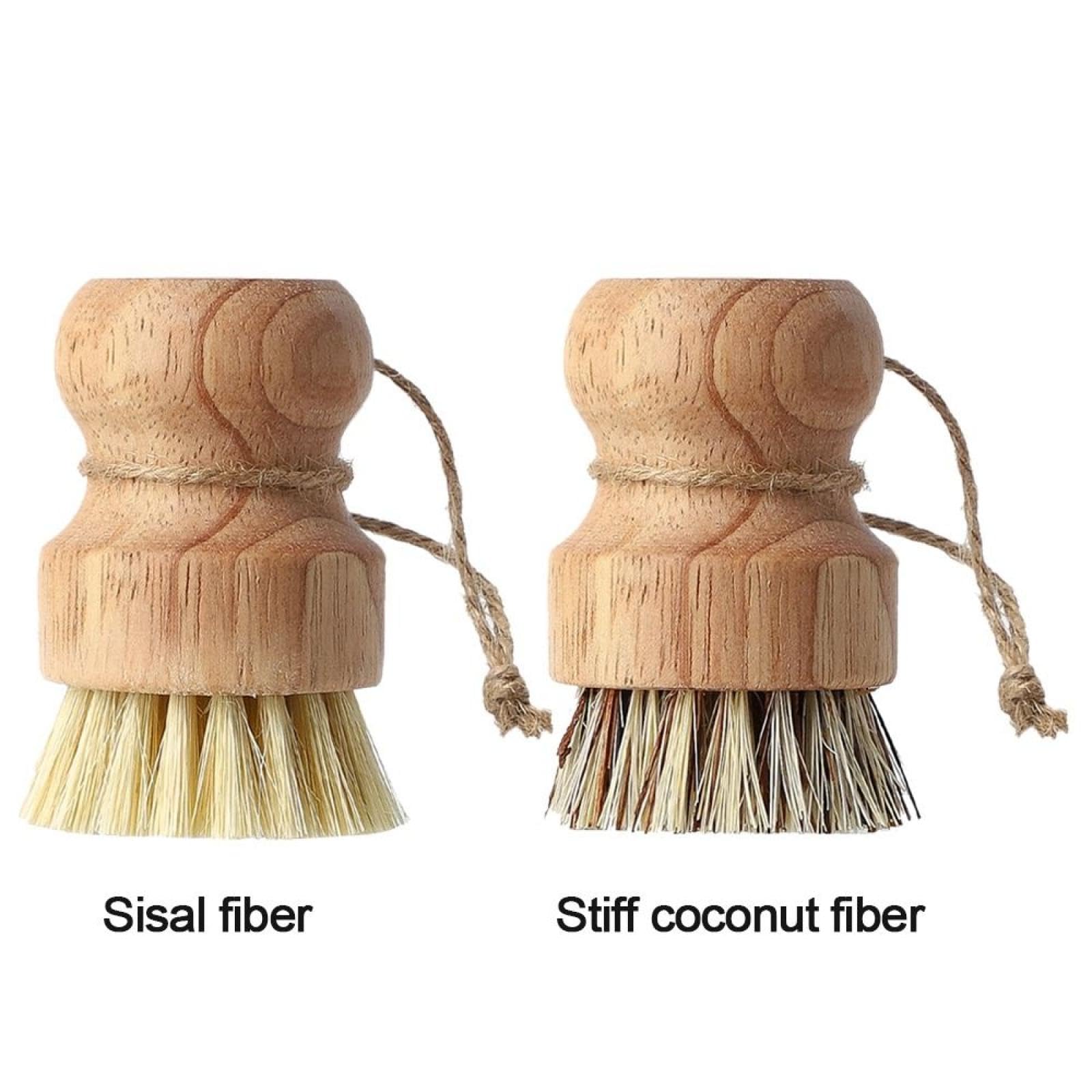 Cepillo Redondo de bambú para macetas, minicepillo Natural para Fregar, para Lavar Platos, ollas, sartenes y Verduras (Fibra de sisal).