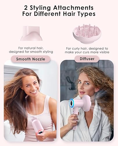 Miniatura 4 de Secador de pelo difusor, secador de pelo de secado rápido de alta velocidad, secador profesional de iones negativos con motor sin escobillas de