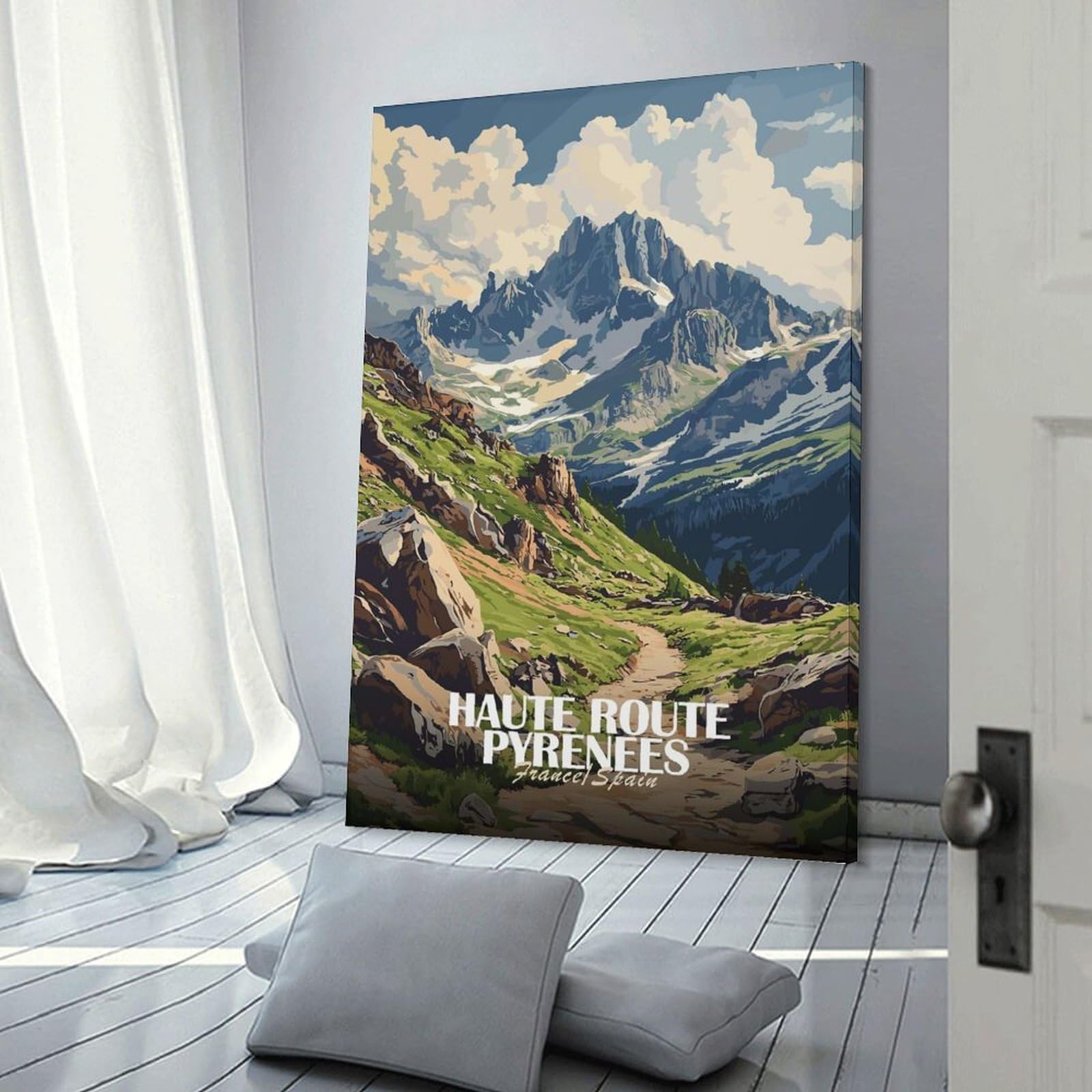 Junmoney Haute Route Pyrenees Landscape Art Wall Art Print, 08x12inch(20x30cm), for Bedroom Decor, Cosy Corners Or Studios, Decorative Wall Art for Cosy Rooms