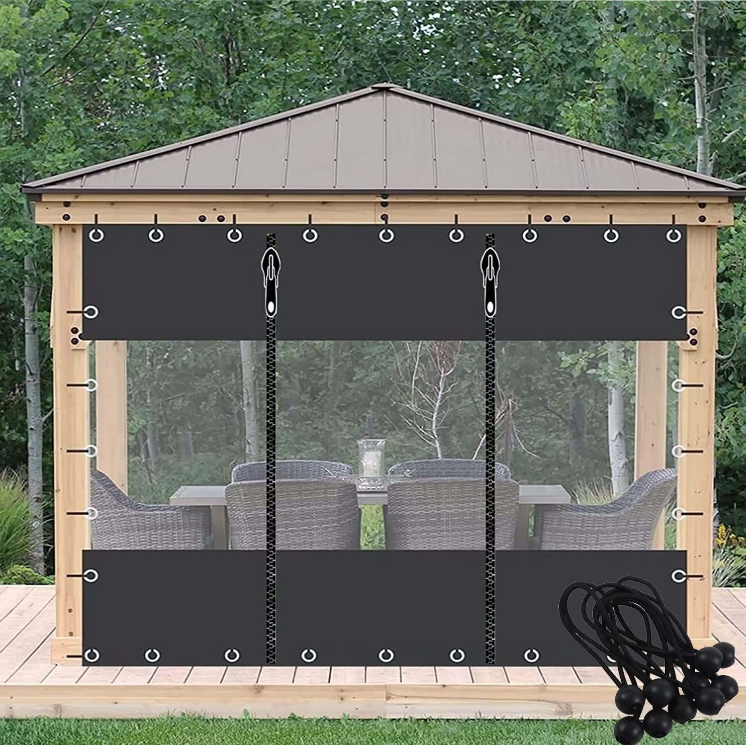 Rideau de bâche de patio étanche en plastique PVC transparent de 0,5 mm pour porche