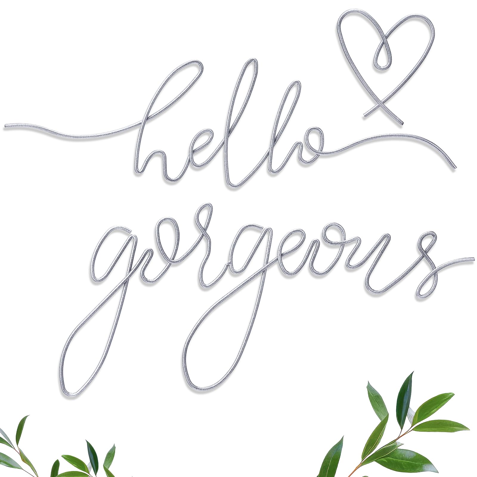 Hicarer Metal Hello Gorgeous Wall Art Minimalist Wall Decor, Silver