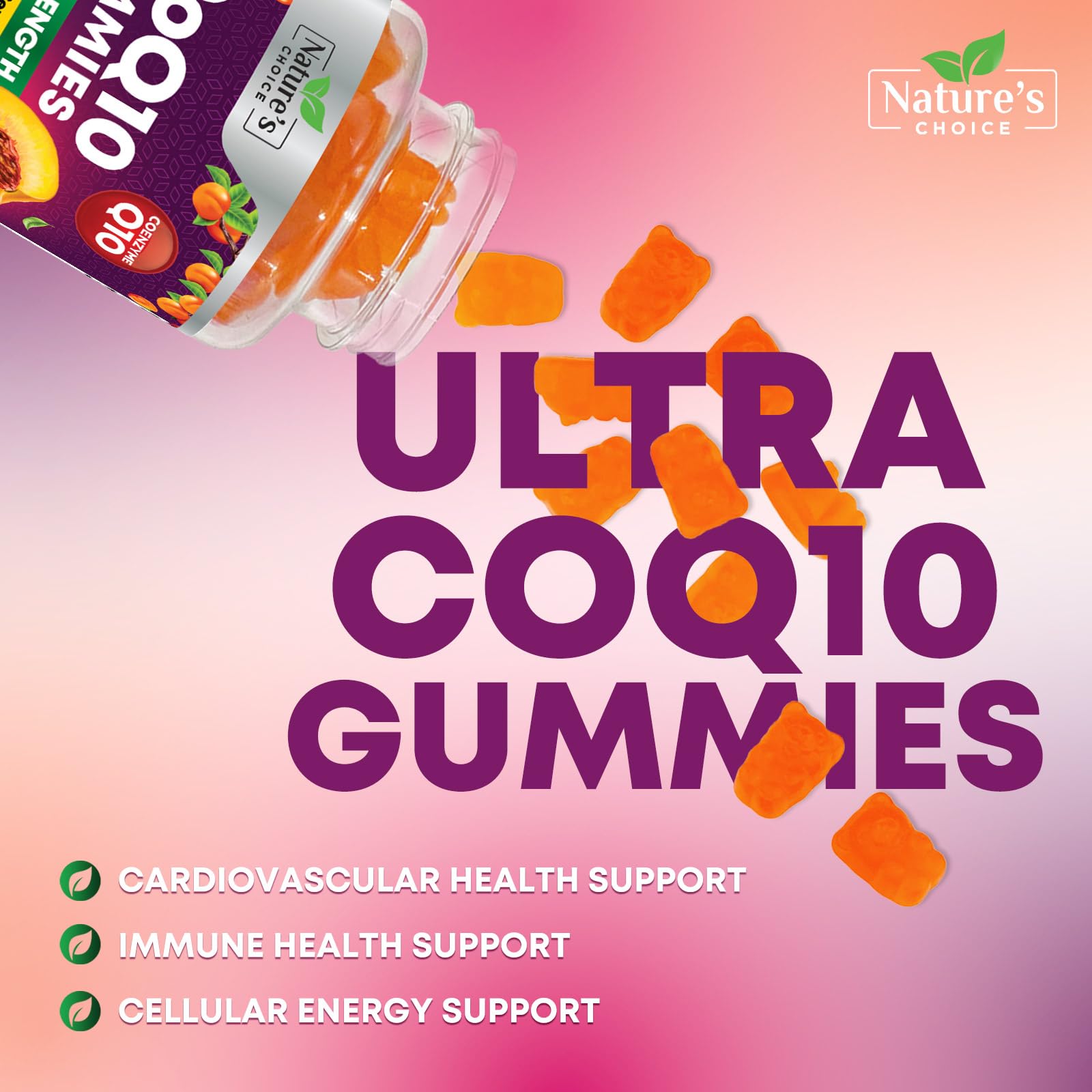 CoQ10 Gummies 100mg - 3X Strength Co Q10 Gummies - High Absorption Coenzyme Q10 Heart Health & Cellular Energy Support - Co Q 10 Gummy Antioxidant Supplement - Vegan - Tasty Peach Flavor - 30 Gummies — Amazon image 7