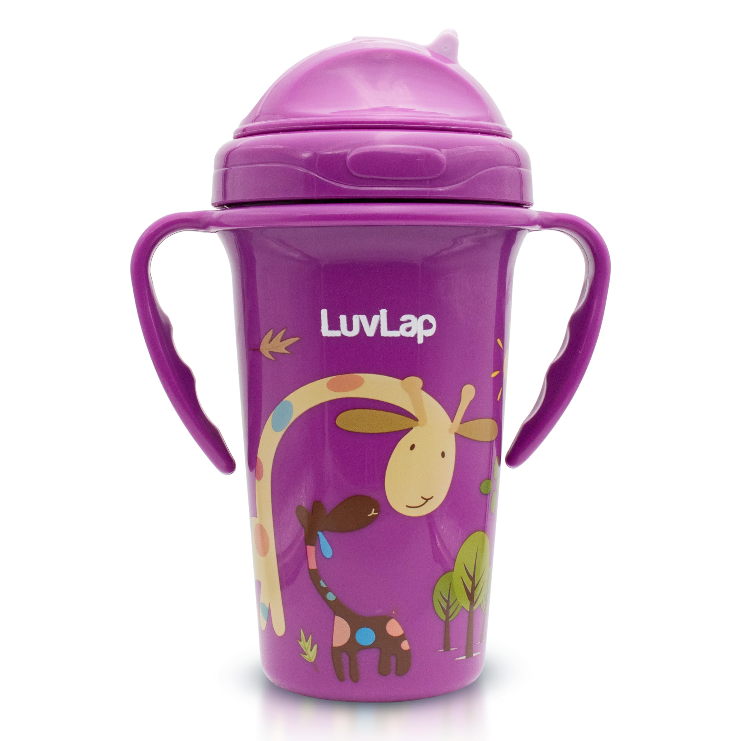 Luv Lap Tiny Giffy Sipper for Infant/Toddler Anti-Spill Sippy Cup with Soft Silicone Straw BPA Free, 18m+ 300ml, Purple 1 Count (Pack of 1) 18825