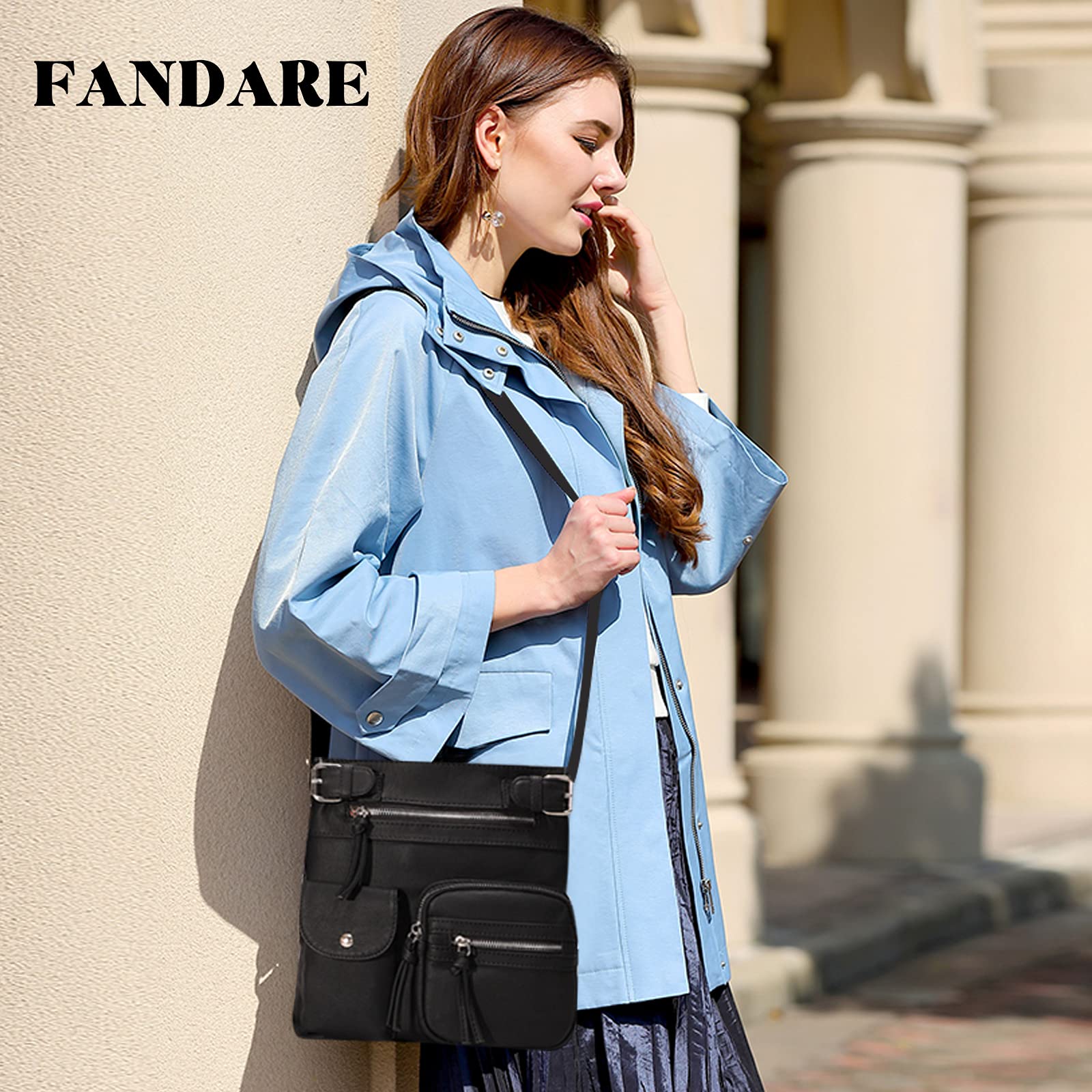 FANDARE Ligero Bolsos Bandolera Mensajero Hombro Cruzados Impermeable pequeño Mujer Señora Adolescentes Bolsos de Mano Niña Escuela Conmutar Viaje Compras Playa Crossbody