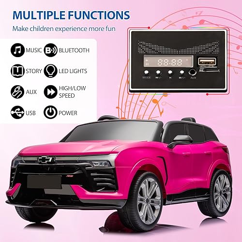 Miniatura 3 de Hetoy Chevrolet Blazer de 24 plazas con licencia de 24 V y 2 plazas con control remoto para padres, 3 velocidades, música inalámbrica, reproductor