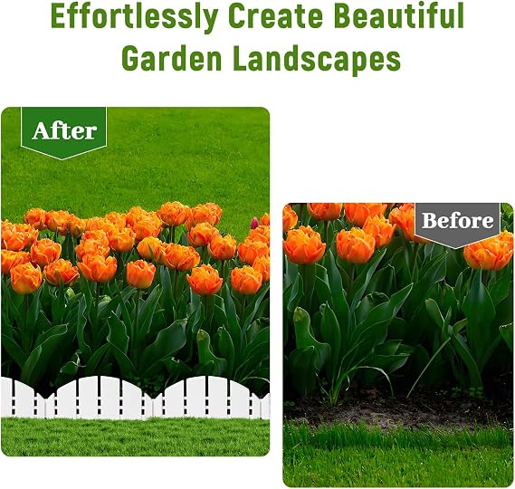 White Garden Edging Flexible Landscape Border with Anchoring Spikes for Lawn Flower Bed Outdoor Decor (30)