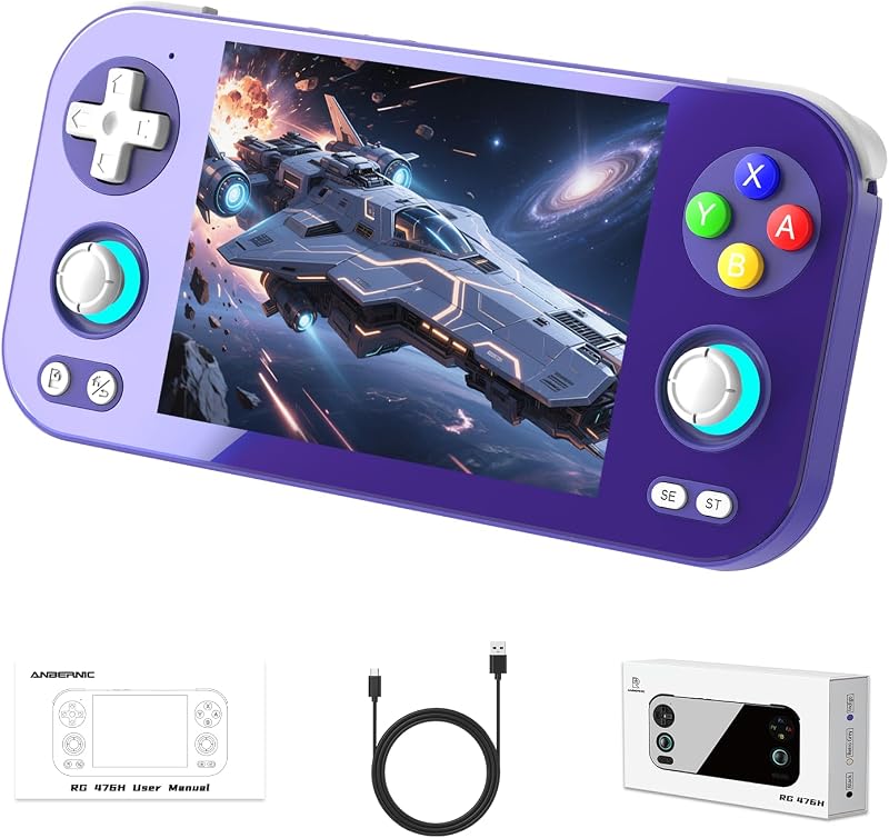 Anbernic RG 476H Consola de juegos portátil retro RG 476H Consola de juegos retro Pantalla multitáctil IPS de 4,7 pulgadas Android 13 Procesador Unisoc T820 Soporte RG476H Salida DP 1080p WiFi Bluetooth Indigo