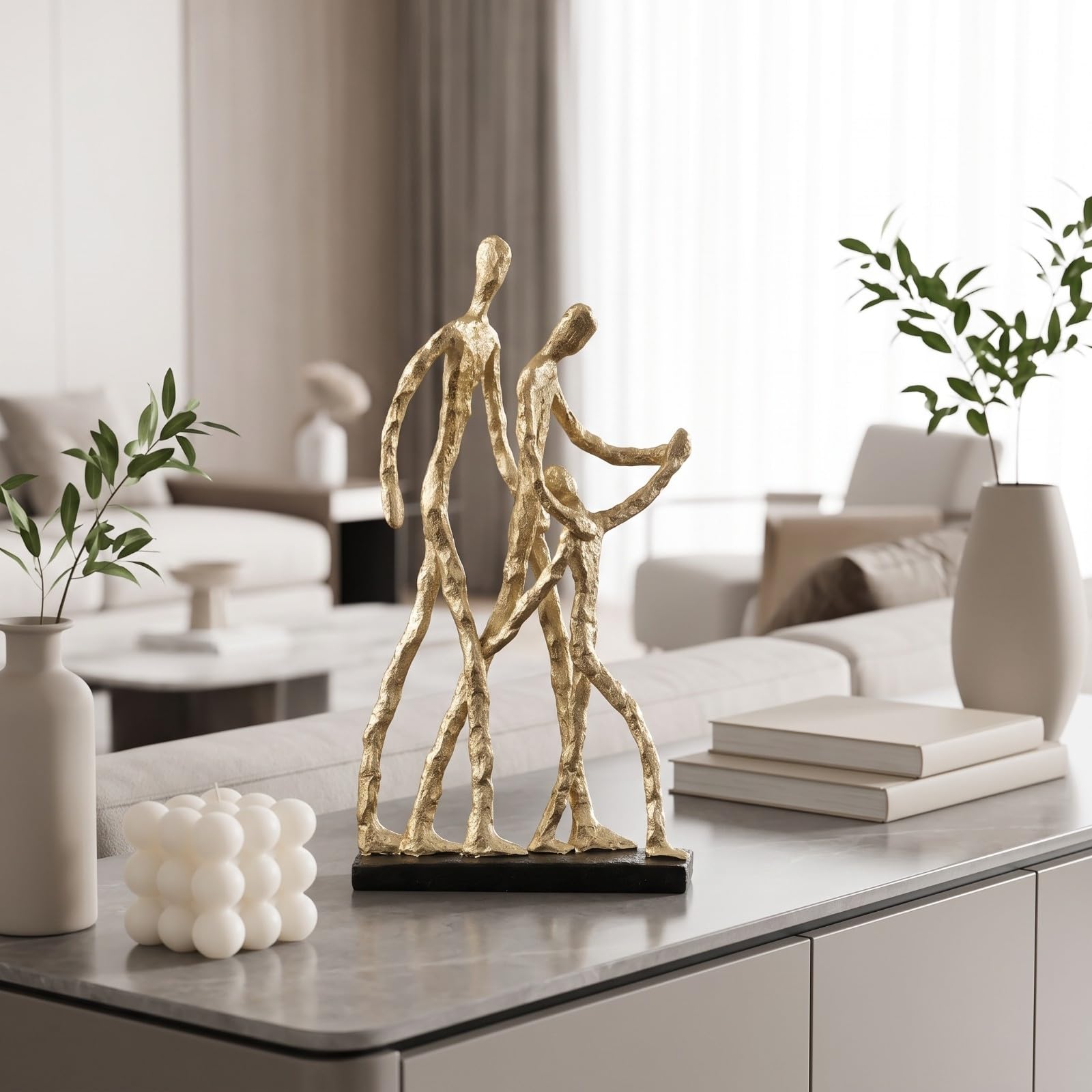 KESOTO Figura con Figuras Individuos Elegante | Nórdico, Figura Base Estable, para Mesa, Bronce
