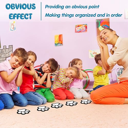 Miniatura 4 de Outus 36 marcadores de alfombra Paws con huellas de patas, marcadores de alfombra de patas para aula y hogar, 5 pulgadas (negro, blanco)