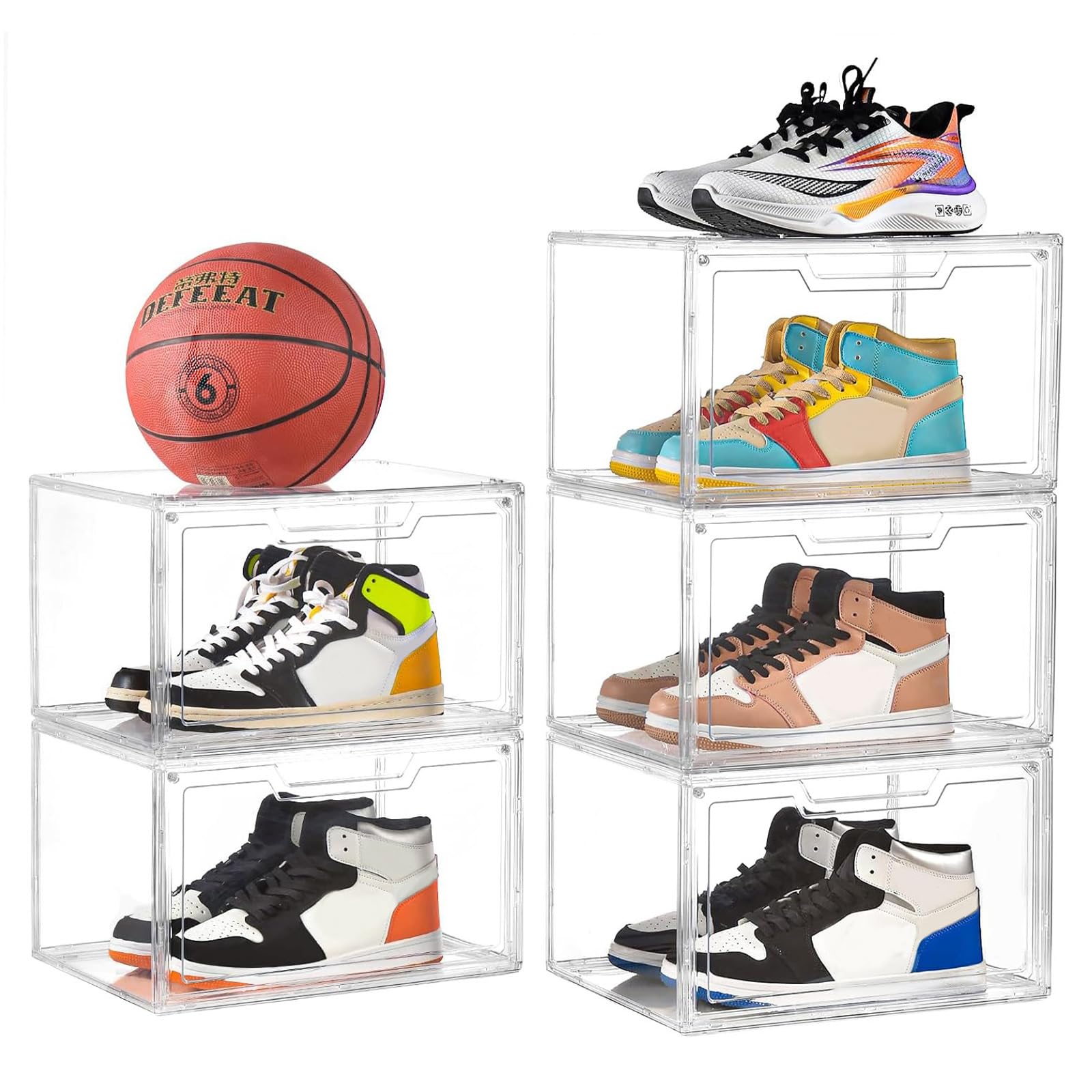 Amazon.com: 5 Pack Clear Stackable Shoe Organizer Box with Lids