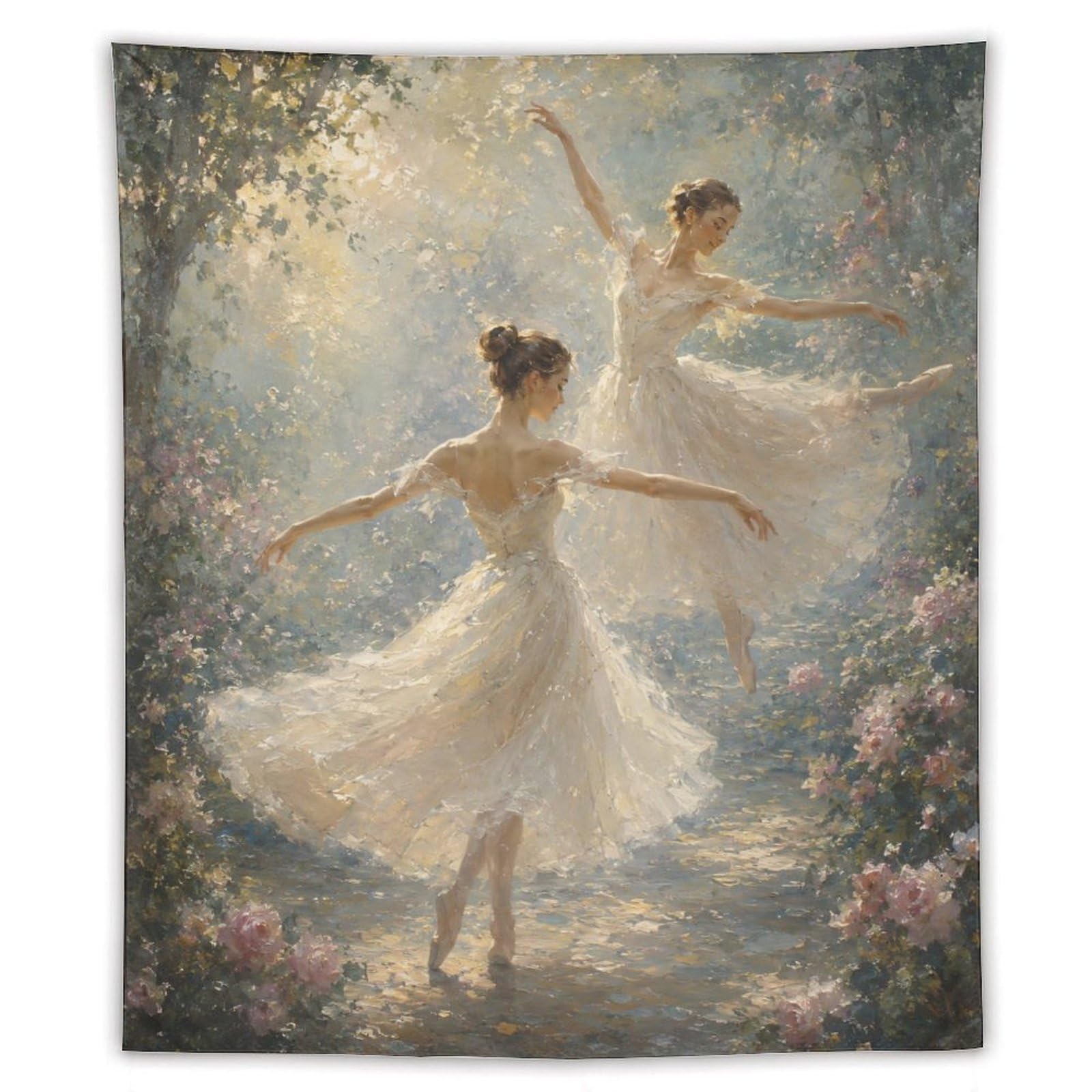 W7C8U2X3 Ballerina Flower Forest Wall Tapestry, Ballet Dance Pose
