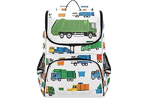 Garbage Trucks Backpack with Reflective Strip for Kids Boys Girls Elementary School...