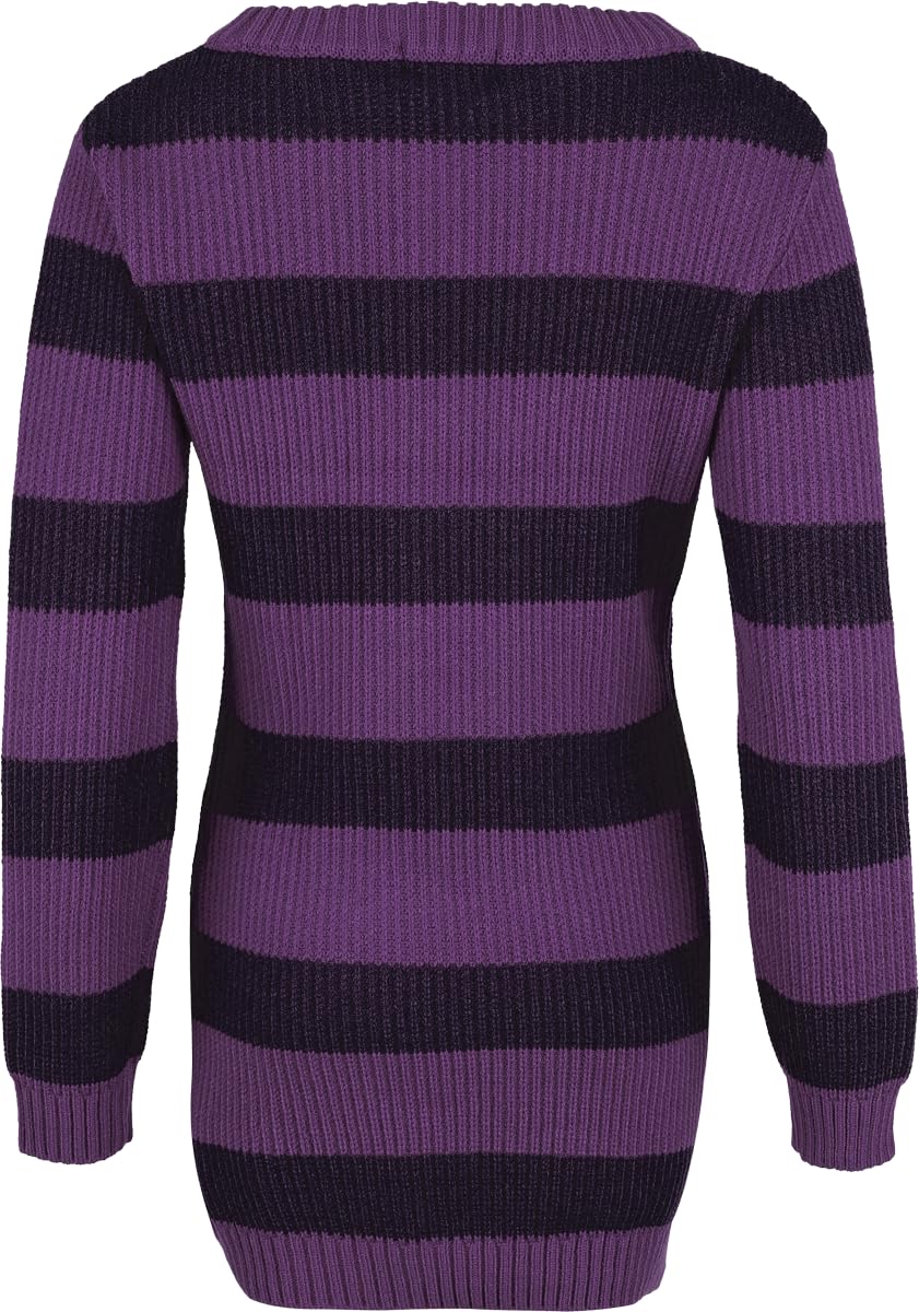 RED by EMP Donna Maglione Lilla a Righe in Maglia con Scollo Rotondo
