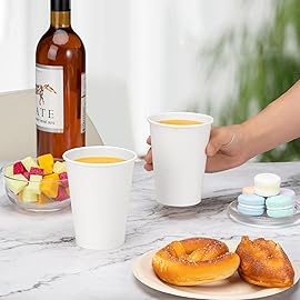 RACETOP [500 pack] Disposable Coffee Cups 12 oz, Paper Cups 12 oz, Hot Cups, Ideal for Hot Drinks, Coffee(white)