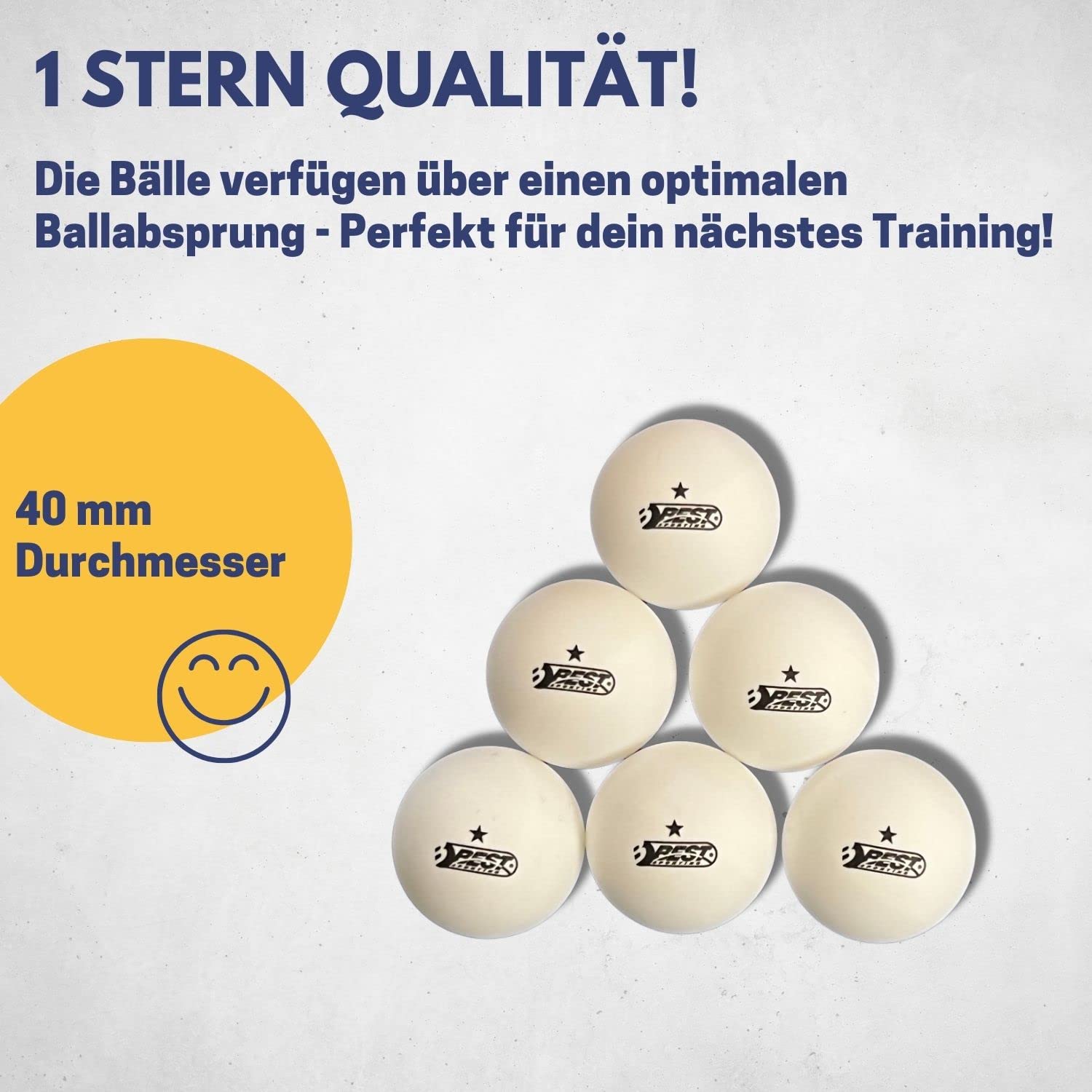 BEST SPORTING Palline da ping pong bianche 100 pezzi, qualità 1 stella, per interni ed esterni, set da ping pong da 40 mm di diametro, per ping pong, accessori da ping pong