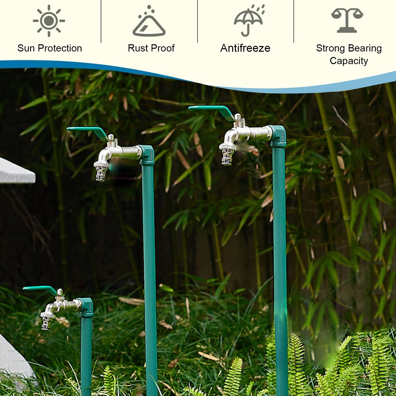 Colonne d'eau extérieure autoportante, Robinet antigel en Acier Inoxydable 304 pour arrosage et Irrigation du Jardin, 60 cm/24 po, Design Noir Durable