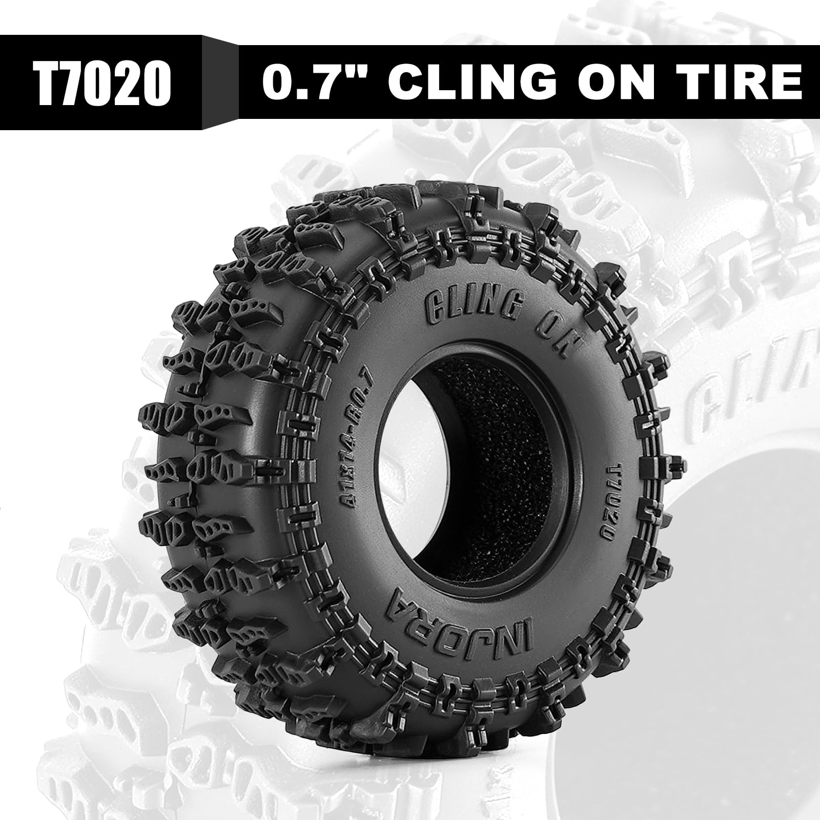 INJORA 41 * 14mm 0.7" Cling On Tires for 1/30 Axial SCX30 Upgrade (T7020) - 4