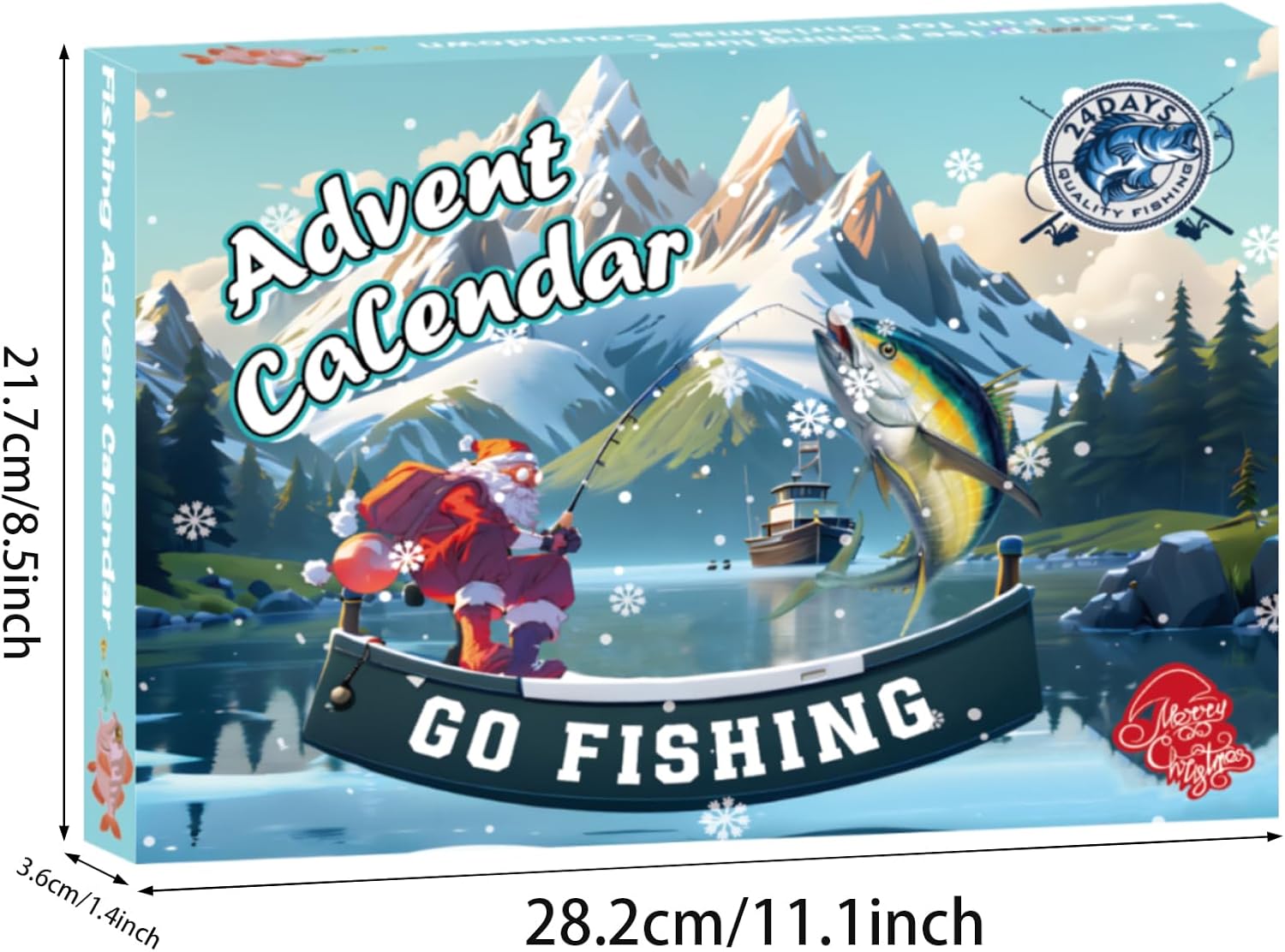 Advent Calendar 2025 Fishing Lure - 24 Days Christmas Countdown Fish Tackle Set for Adult Man Teen Boys- Xmas Surprise Fish Bait Gift for Father Grandpa Brother Boyfriend