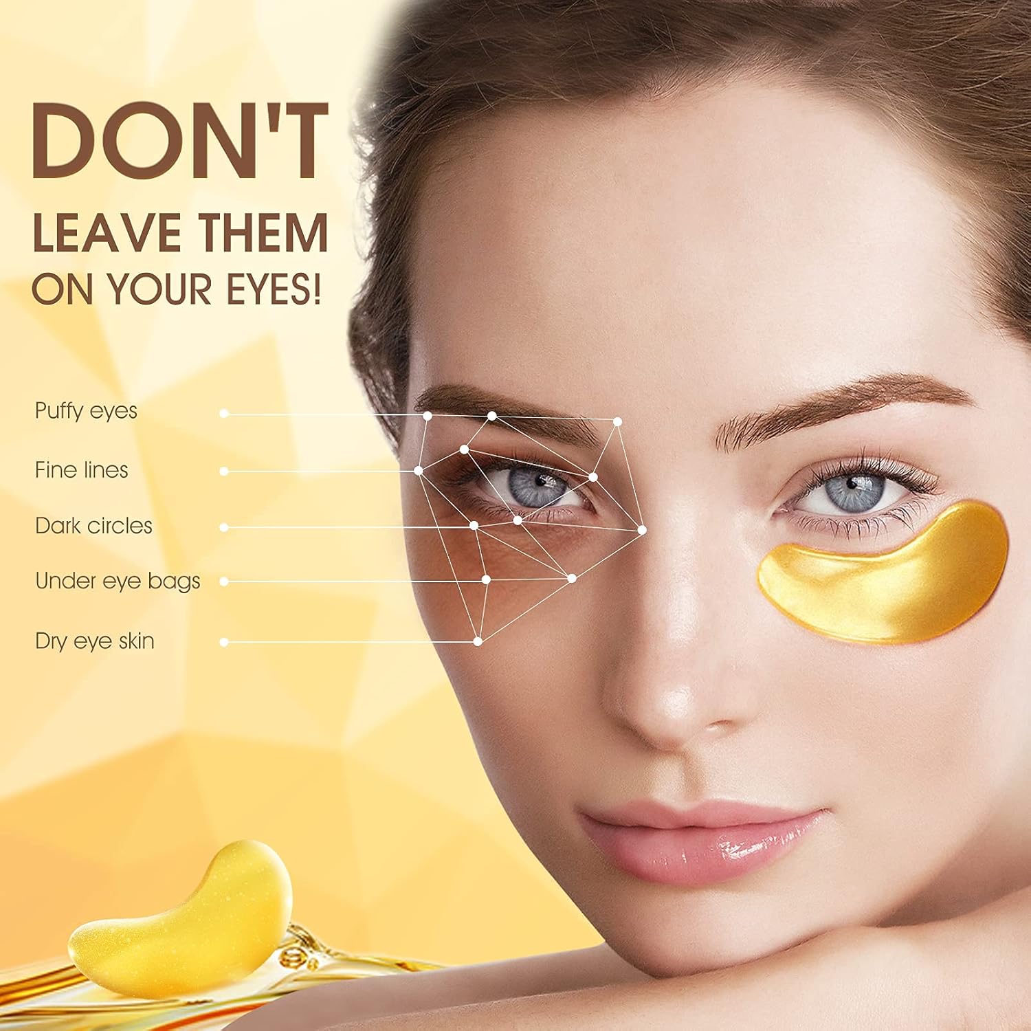 24K Gold Eye Treatment Mask Under Eye Patches,Eye Gel Antiaging Anti