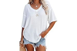 Women's Casual V Neck Loose Fit Tunic Tops