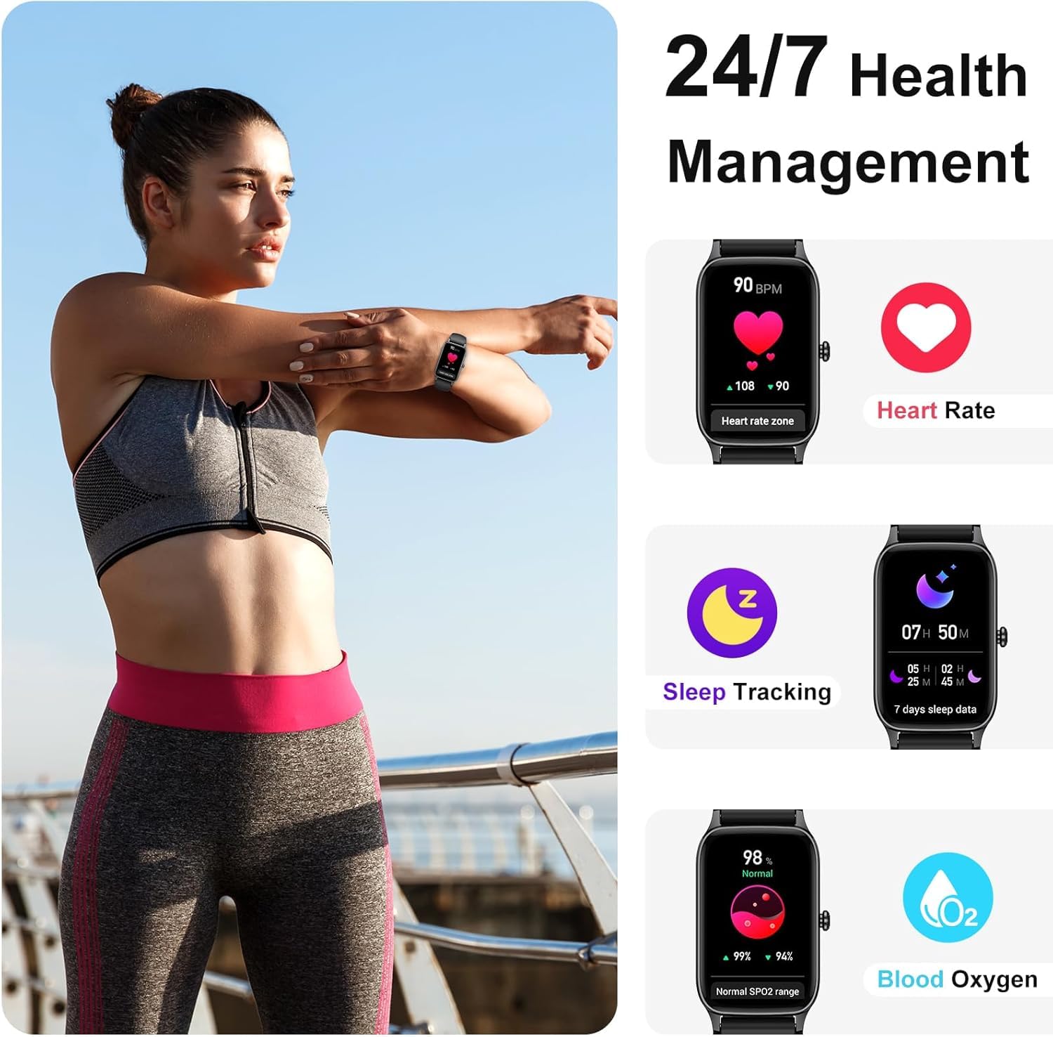 Reloj Inteligente con Llamadas, 2025 HD 1.57" Smartwatch Hombre Mujer, 112+ Modos Deportivo Smart Watch, SpO2/Pulsómetro/Monitor de Sueño, IP68 Impermeable Podómetro Pulsera Actividad Android iOS