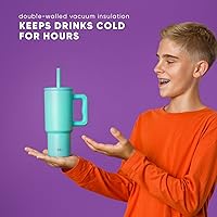 Vista 6 de Simple Modern Kids 24 oz Tumbler with Handle and Silicone Straw Lid Spill Proof and Leak Resistant Reusable Stainless Steel Bottle Gift for