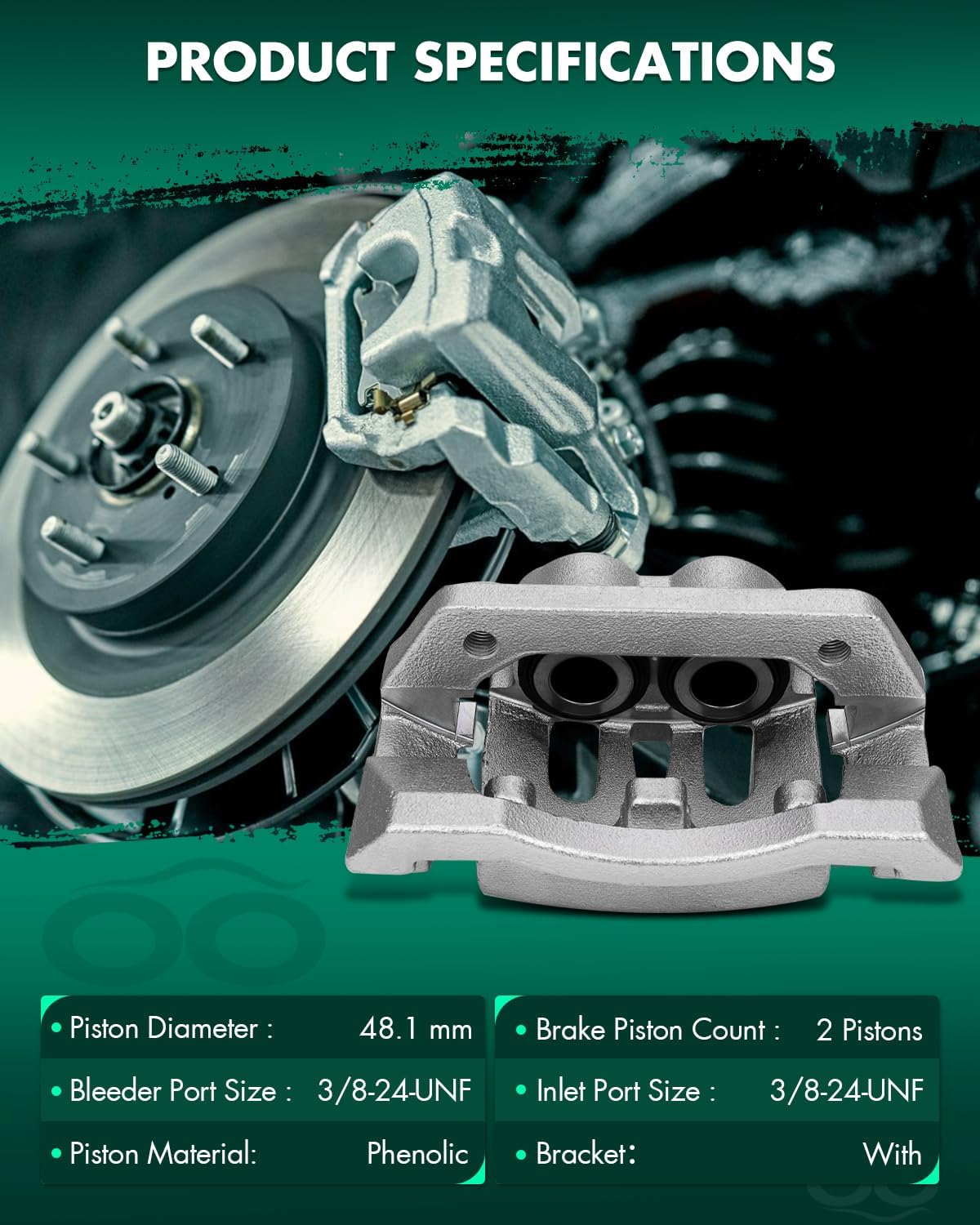 SCITOO Rear Right Brake Caliper With Bracket 18B5076 Compatible For Ford For F-250 Super Duty 2008-2012 For Ford For F-350 Super Duty 2008-2012