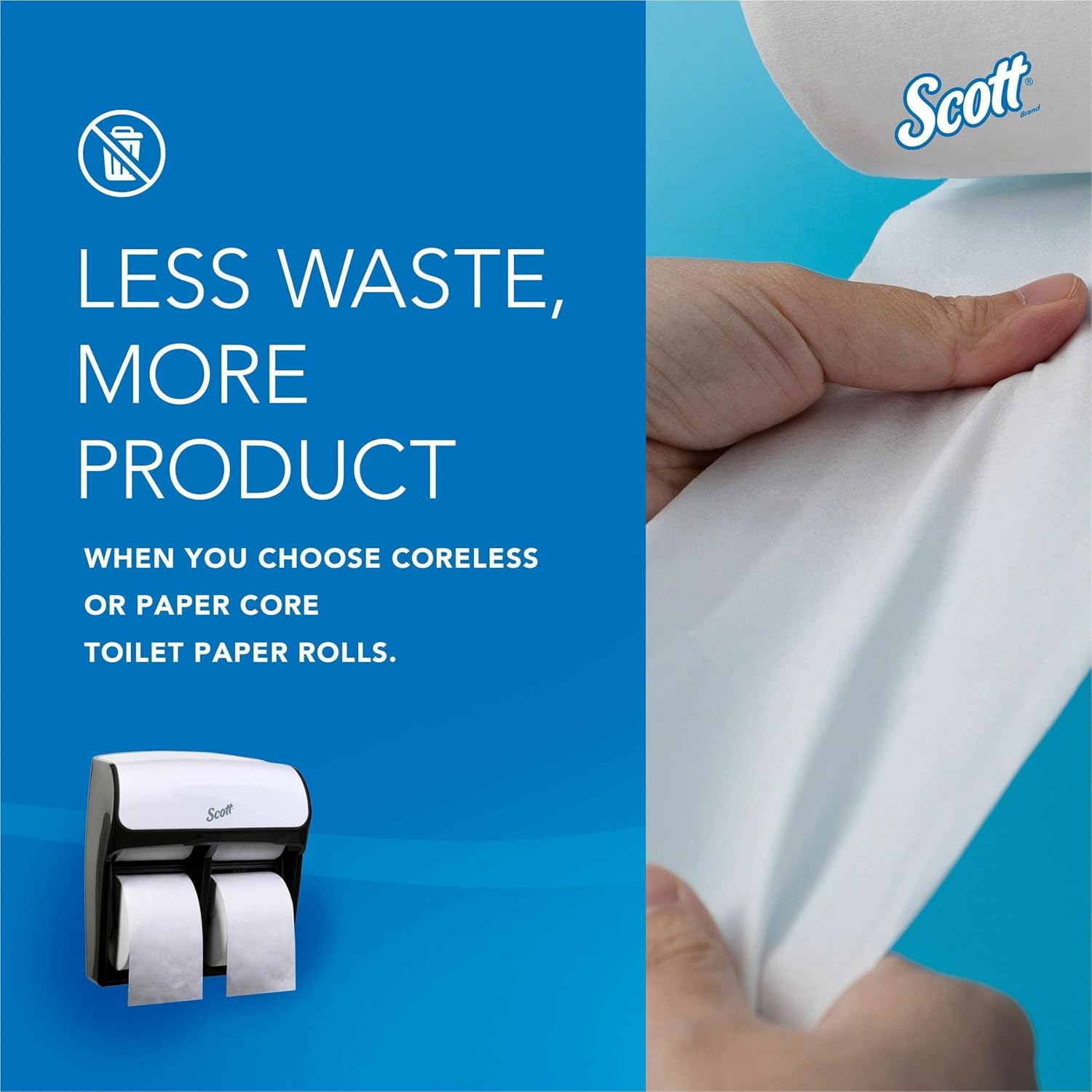 Kimberly-Clark Scott Pro MOD High Capacity SRB Bath Tissue Dispenser (44517), 12.75” x 6.3125” x 11.25”, For 4 Scott & Cottonelle Toilet Paper Standard Rolls, White, 1 / Case