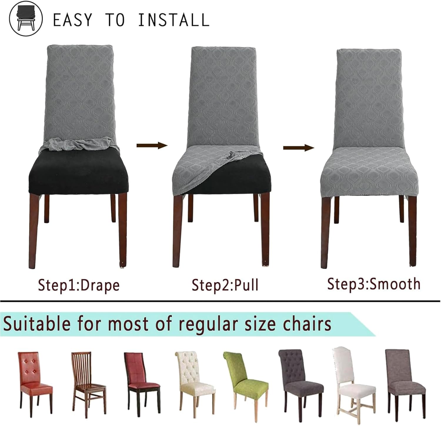 Stretch Dining Chair Cover, Removable Washable Waterproof Chair Protector Cover, for Home Restaurant Banquet Wedding,B,4pcs